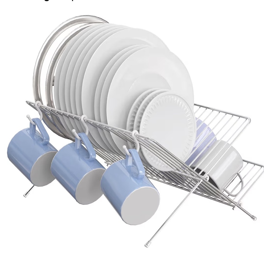 Dish Drying Rack collapsible in chrome kitchen rack